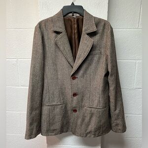 Fossil Tweed Brown Blazer with Red Accents. Size Small